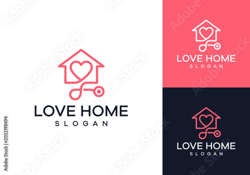 Creating a warm and welcoming atmosphere with a unique house and heart logo, perfect for real estate and home services businesses, embodying care and comfort