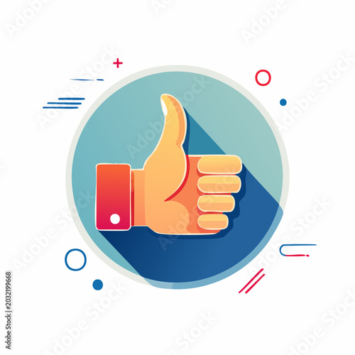 Thumbs Up Icon with Flat Design Elements