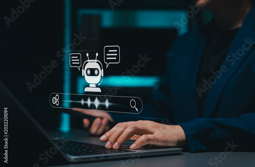 Obraz na płótnie AI search engine technology and intelligent answer assistant concept with chatbo