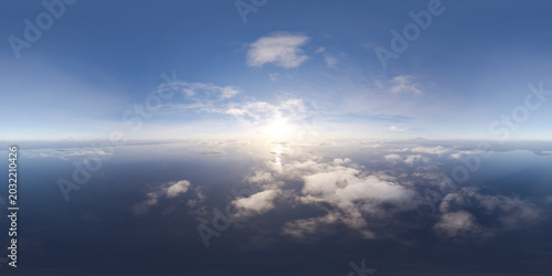 Konstfotografi Serene Sunrise Over Cloud Reflection On Calm Horizon With Aerial Sky Panorama 3D