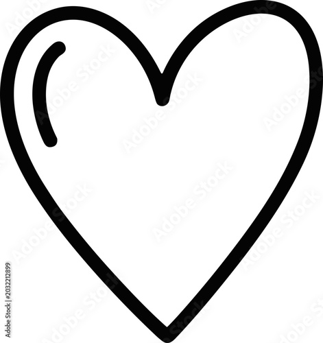 фотографія Simple Black Outline Heart Icon Isolated on White Background, Minimalist Love Sy