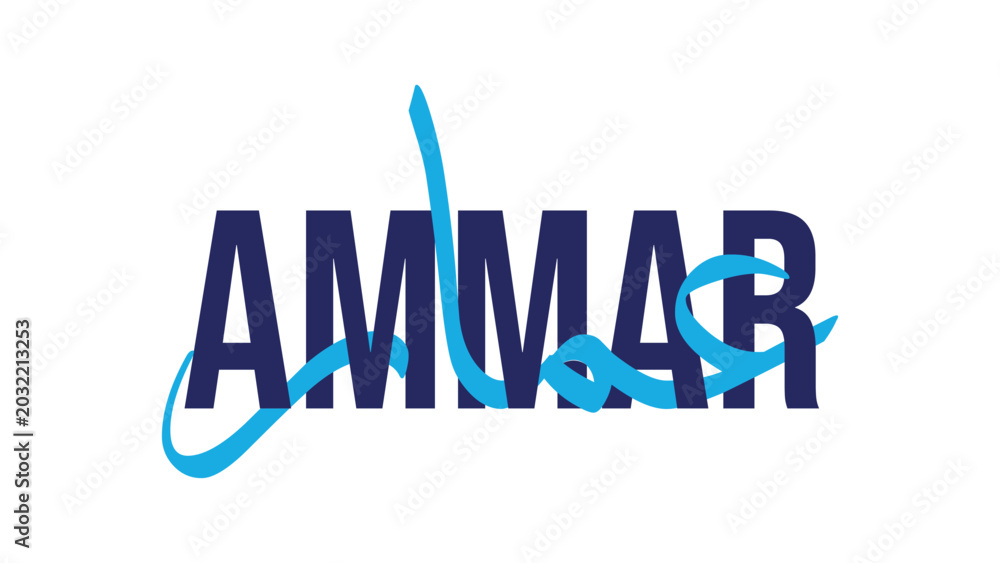 Foto Ammar name typography text design with creative lettering.