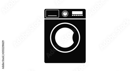 Washing machine silhouette on transparent background high quality