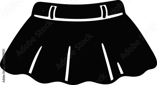 Tablou pe pânză Black Pleated Skirt Icon Silhouette - Fashion Apparel Vector