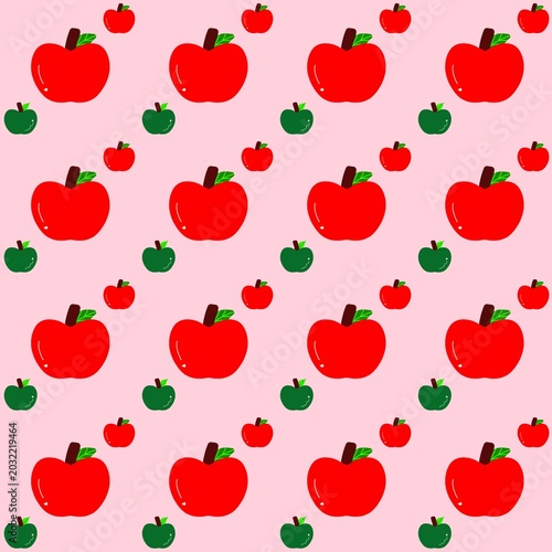 Apple pattern, cute pastel pink background.