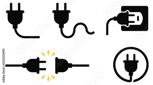 Quadro su tela Set of electrical plug icons