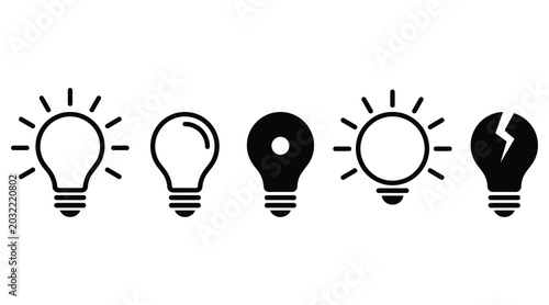 Schilderij op canvas Set of light bulb icons representing ideas and innovation