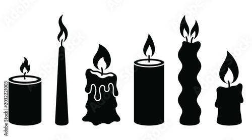 Cuadro en lienzo Set of various burning candles
