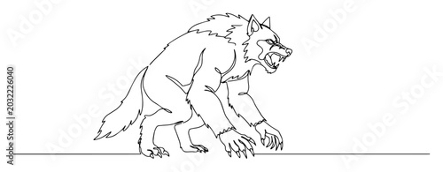 Photos werewolf growling halloween line art drawing