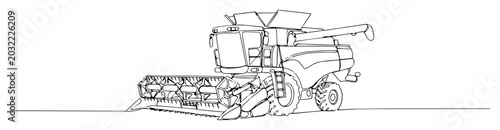 Fotografie combine harvester simple minimalist drawing with one thin line
