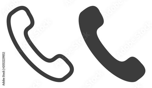 Fotografía Black and white phone handset icon set