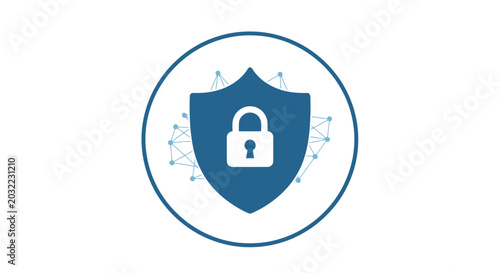 Canvastavla Blue shield with white lock icon.