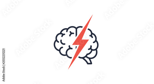 Tableau sur toile Brain with a lightning bolt striking.