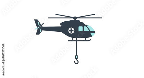 Foto Black Helicopter with Hook Attachment.