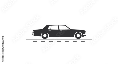 Cuadro en lienzo Black sedan car on the road.