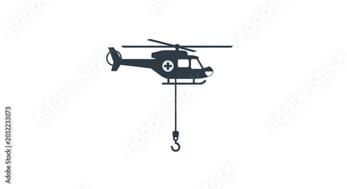 Foto Black helicopter with hook hanging.