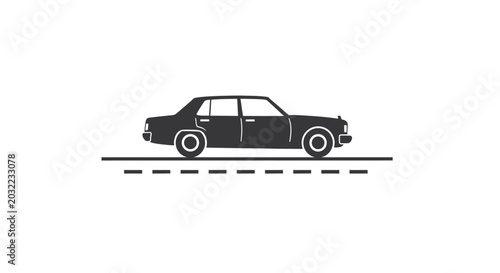 Black Sedan Car Side View Profile.