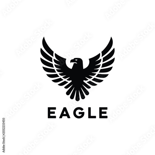 Eagle Silhouette Against A White Background Minimalist Graphic Design