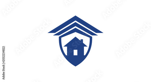 Foto Blue house shield logo icon.