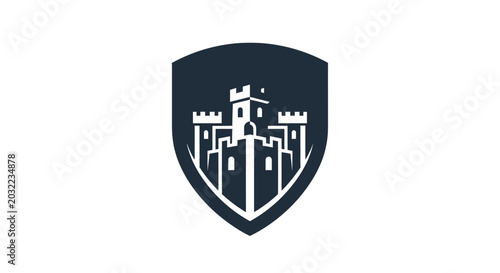 Foto Castle Emblem Shield Logo Design.