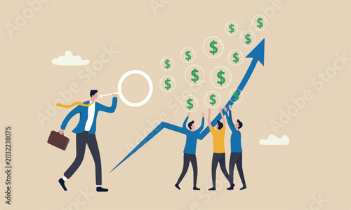 Tableau sur toile Stock marke meeting speculation investor or overvalued company concept, greedy b