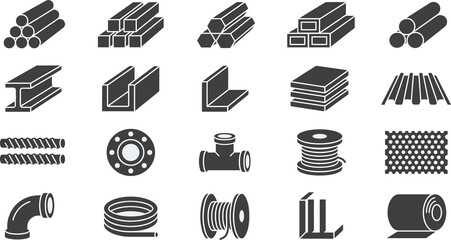 Various industrial metal parts and components vector illustration with industrial design, industrial
