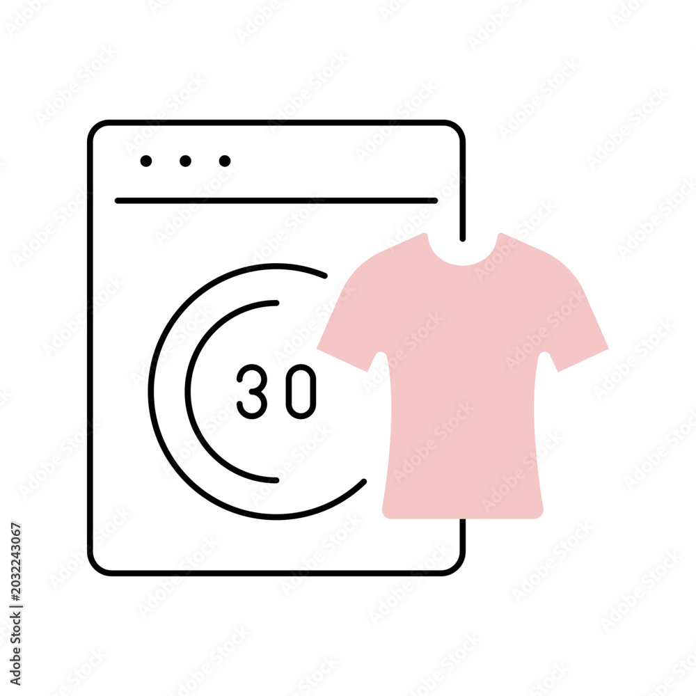 Fototapeta premium Washing clothes icon. Home and laundry line symbol. Color.