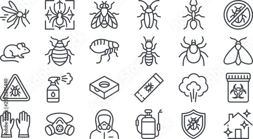 Fotografía Vector illustration of various insects pests pest