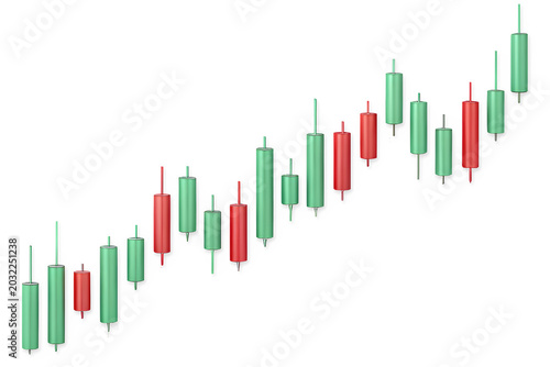 Financial trading candlestick chart showing market growth Isolated on transparent background