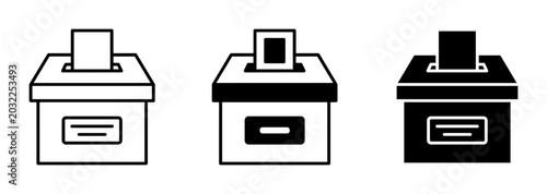Billede på lærred Ballot Box Icons, Voting Booth Symbols, Election Collection, Political Choice Gr