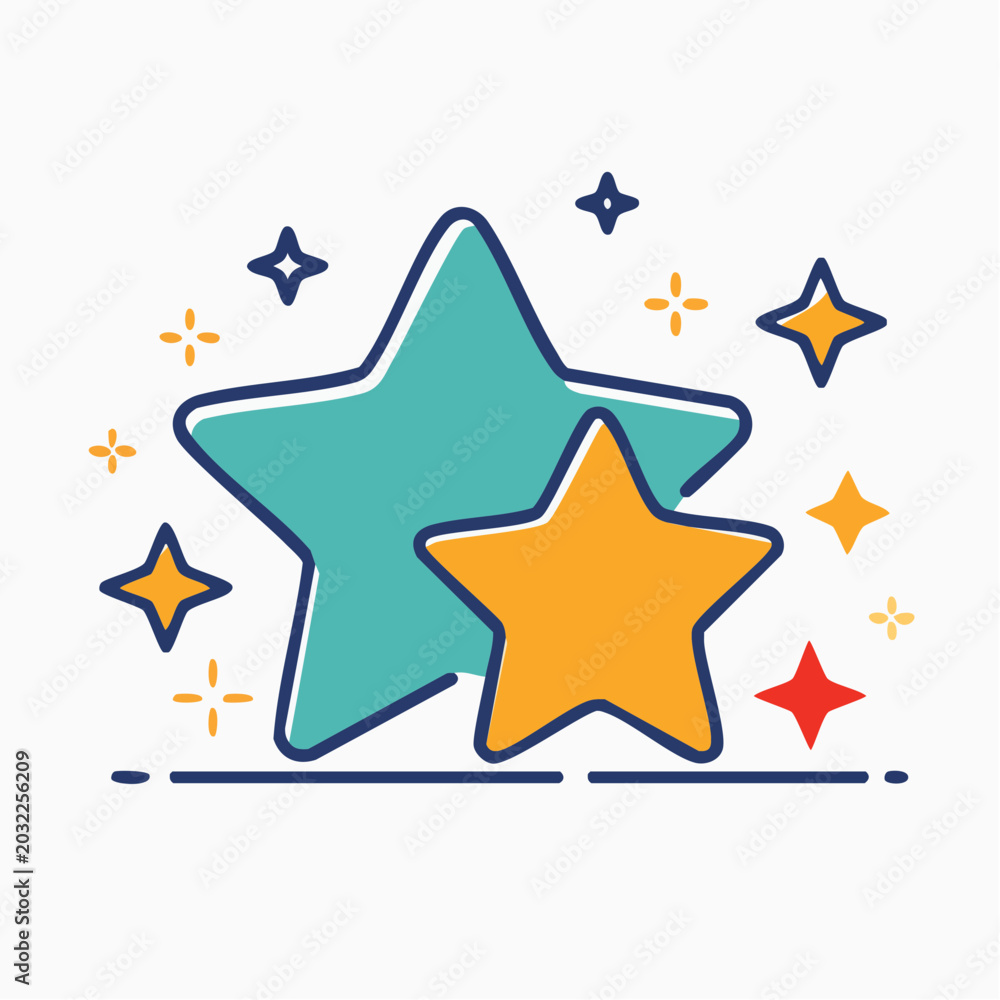 Fototapeta premium Two Stars with Sparkles