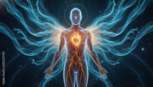 Conceptual astral projection and spiritual energy of human soul