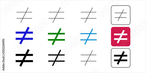 Tableau sur toile inequality sign symbol icon. simple flat complete vector