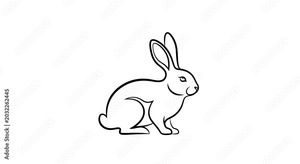 Fototapeta premium Cute Rabbit Sitting Alone Outdoors.