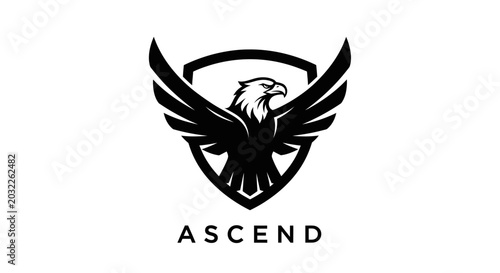 Quadro su tela Black eagle logo with shield.