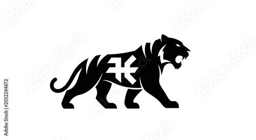 Bild auf Leinwand Black tiger logo with symbol.
