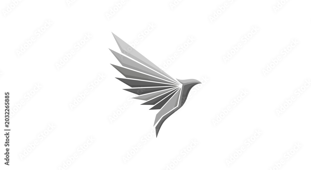 Fototapeta premium Abstract geometric bird logo design in flight.