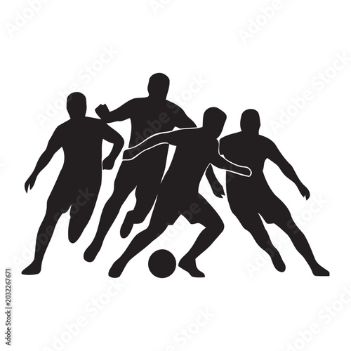 Konstfotografi Group of Soccer Players Silhouette