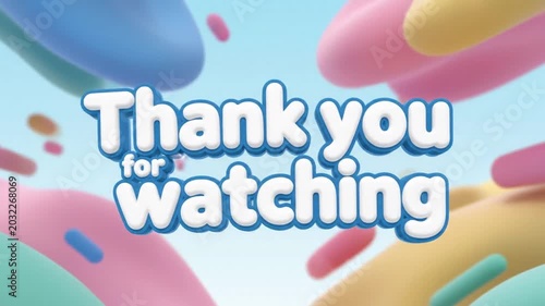 Colorful animated thank you message for video content viewers