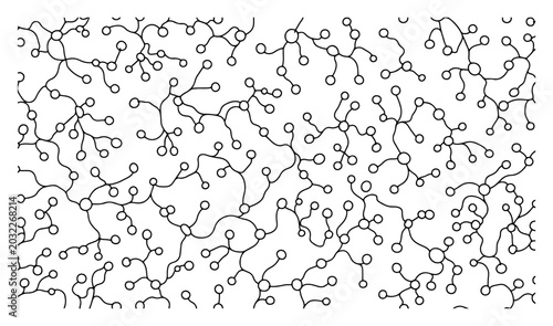 Fotografie Network nodes pattern with interconnected curved lines in minimalist abstract st