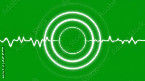 Glowing neon circles on green screen background loop for visual effects