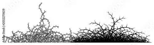 Canvastavla Thorny branches and wild bramble bushes in detailed silhouette line art style