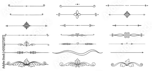 Cuadro en lienzo Calligraphic page dividers and ornamental borders set in elegant minimalist vect