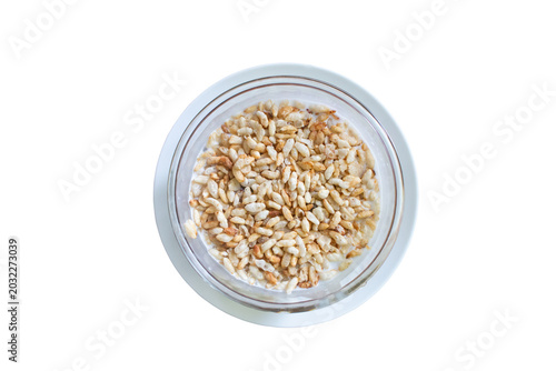Crispy Rice with Melon in Sweet Coconut Milk