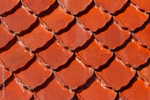 Temple roof tiles of Wat Phra That Doi Kham, Chiang Mai, Thailand