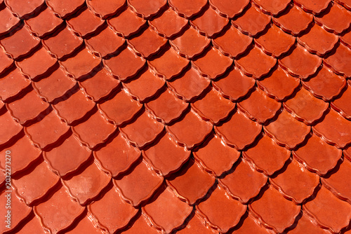Temple roof tiles of Wat Phra That Doi Kham, Chiang Mai, Thailand