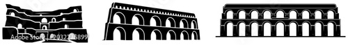Foto Roman ruins and ancient aqueduct silhouettes set vector icons