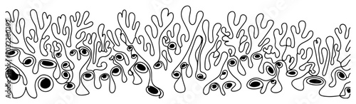 Bild auf Leinwand Abstract organic pattern with coral shapes and biological cells in line art styl