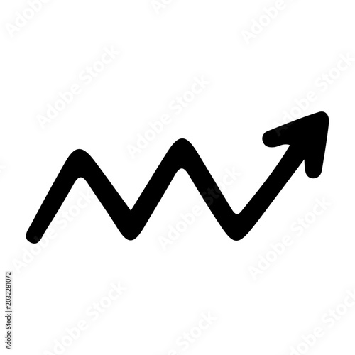 Growth Arrow Upward Trend Black Hand Drawn Doodle Icon for Business Infographic Success