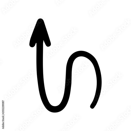 Arrow Hand Drawn Upward Pointing Black Doodle Sketch Vector Icon for Infographic Presentation